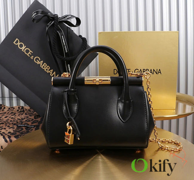 Okify Dolce & Gabbana Mini Marlene Day Handbag Black Calfskin 19x13.5x7cm - 1