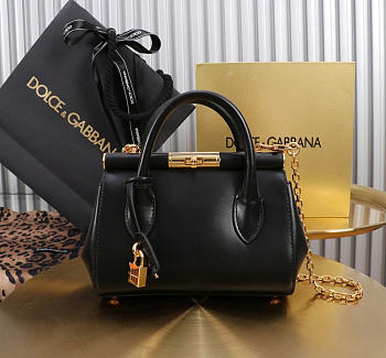 Okify Dolce & Gabbana Mini Marlene Day Handbag Black Calfskin 19x13.5x7cm