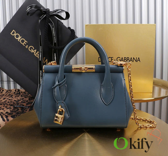 Okify Dolce & Gabbana Mini Marlene Day Handbag Dark Blue Calfskin 19x13.5x7cm - 1