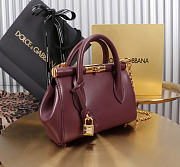 Okify Dolce & Gabbana Mini Marlene Day Handbag Red Burgundy Calfskin 19x13.5x7cm - 6