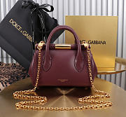 Okify Dolce & Gabbana Mini Marlene Day Handbag Red Burgundy Calfskin 19x13.5x7cm - 5