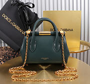 Okify Dolce & Gabbana Mini Marlene Day Handbag Dark Green Calfskin 19x13.5x7cm - 3
