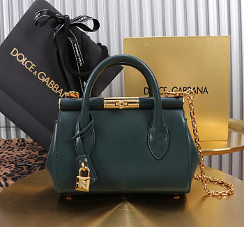 Okify Dolce & Gabbana Mini Marlene Day Handbag Dark Green Calfskin 19x13.5x7cm