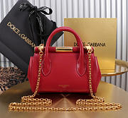 Okify Dolce & Gabbana Mini Marlene Day Handbag Red Calfskin 19x13.5x7cm - 5