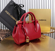 Okify Dolce & Gabbana Mini Marlene Day Handbag Red Calfskin 19x13.5x7cm - 2