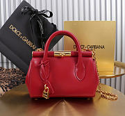 Okify Dolce & Gabbana Mini Marlene Day Handbag Red Calfskin 19x13.5x7cm - 1
