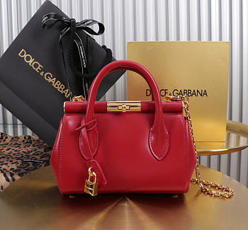 Okify Dolce & Gabbana Mini Marlene Day Handbag Red Calfskin 19x13.5x7cm
