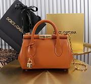 Okify Dolce & Gabbana Mini Marlene Day Handbag Brown Caramel Calfskin 19x13.5x7cm - 1