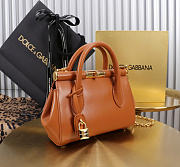 Okify Dolce & Gabbana Mini Marlene Day Handbag Brown Caramel Calfskin 19x13.5x7cm - 4