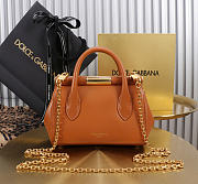 Okify Dolce & Gabbana Mini Marlene Day Handbag Brown Caramel Calfskin 19x13.5x7cm - 3