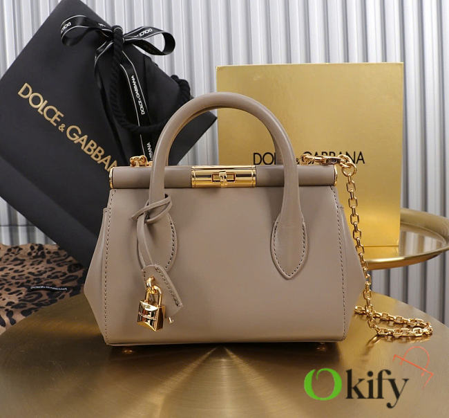 Okify Dolce & Gabbana Mini Marlene Day Handbag Gray Calfskin 19x13.5x7cm - 1