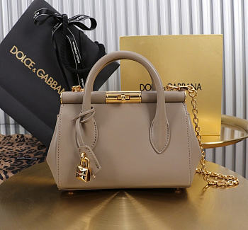 Okify Dolce & Gabbana Mini Marlene Day Handbag Gray Calfskin 19x13.5x7cm