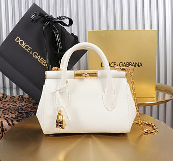 Okify Dolce & Gabbana Mini Marlene Day Handbag White Calfskin 19x13.5x7cm