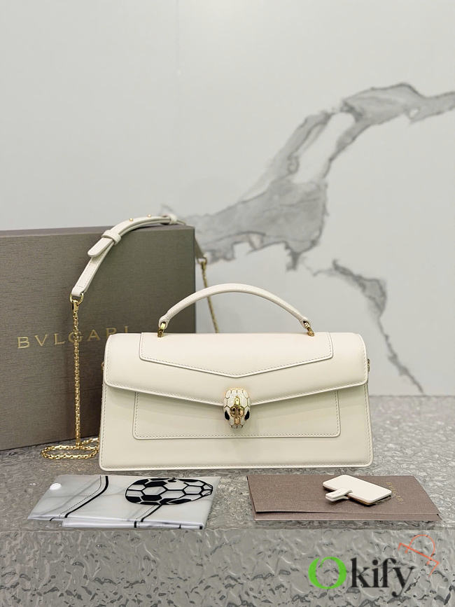 Okify Bvlgari Serpenti Forever Top Handle Bag White 26x12.5x6cm - 1