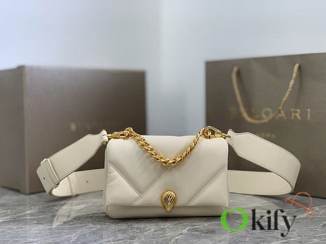 Okify Bvlgari Serpenti Cabochon Crossbody Mini Bag White 18x12x8cm - 1