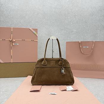 Okify MiuMiu Vivant Suede Bag Medium Brown 5BB196 40x24x13cm