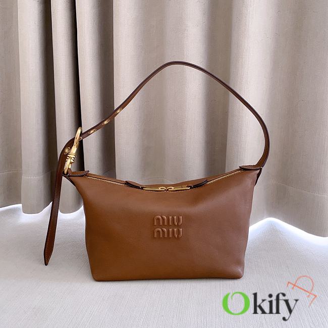 Okify MiuMiu Spirit Nappa Leather Bag Small Brown 5BC216 22x16x11.5cm - 1