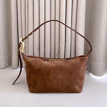 Okify MiuMiu Spirit Suede Bag Small Brown 5BC216 22x16x11.5cm