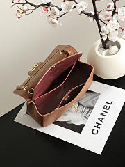 Okify CC Mini Flap Bag Brown Grained Calfskin Gold Hardware AS6573 20x13x6cm - 6