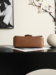 Okify CC Mini Flap Bag Brown Grained Calfskin Gold Hardware AS6573 20x13x6cm - 5