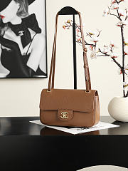 Okify CC Mini Flap Bag Brown Grained Calfskin Gold Hardware AS6573 20x13x6cm - 4