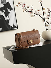 Okify CC Mini Flap Bag Brown Grained Calfskin Gold Hardware AS6573 20x13x6cm - 3