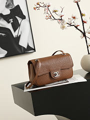 Okify CC Mini Flap Bag Gold Grained Calfskin Silver Hardware AS6573 20x13x6cm - 6