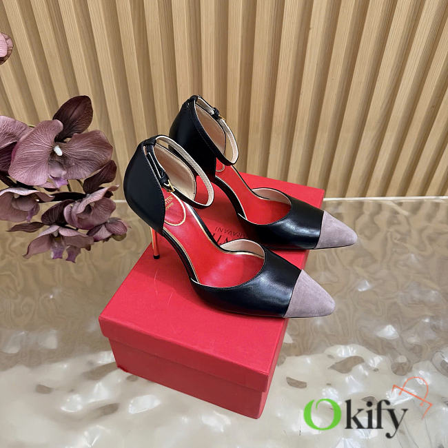 Okify Valentino High Heels D'Orsay Sinead Pumps In Goatskin And Suede 10cm (has big size) - 1