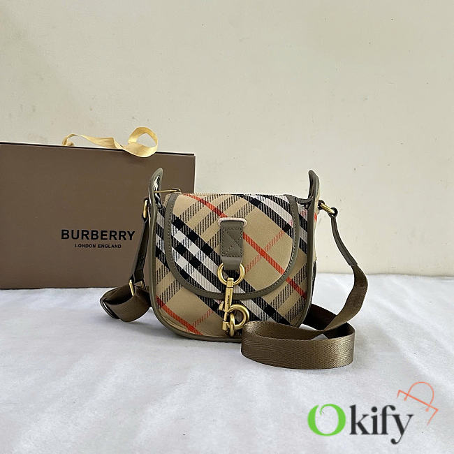 Okify Burberry Mini B Clip Messenger Bag Sand Beige 19x17.5x9cm - 1