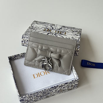Okify Dior Gray Bow Card Holder 11.5x9x2cm