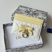 Okify Dior White And Yellow Bow Card Holder 11.5x9x2cm - 1
