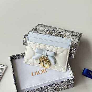 Okify Dior White And Blue Bow Card Holder 11.5x9x2cm