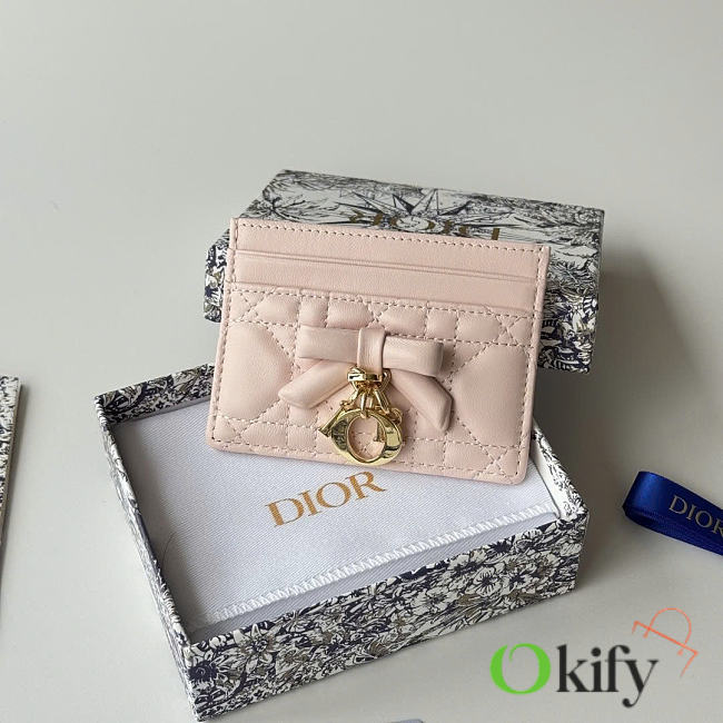 Okify Dior Pink Bow Card Holder 11.5x9x2cm - 1