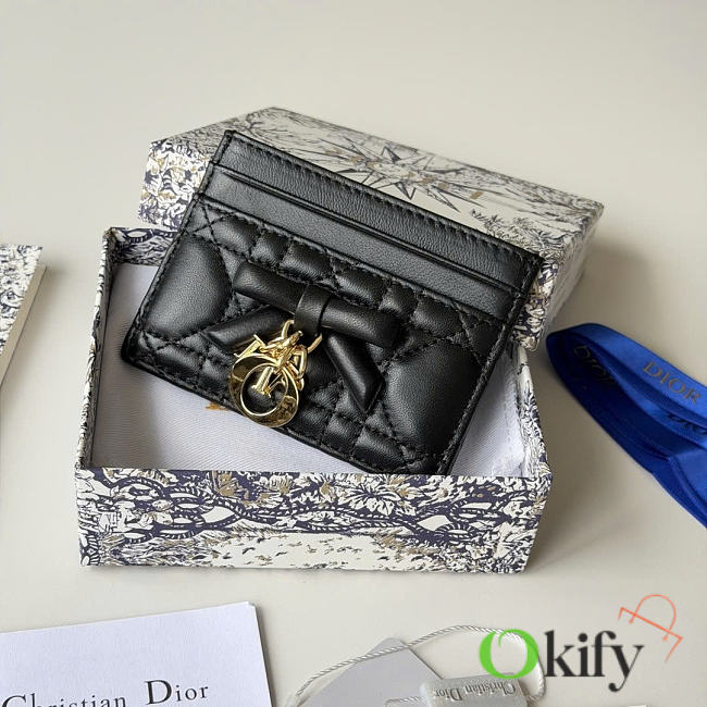 Okify Dior Black Bow Card Holder 11.5x9x2cm - 1