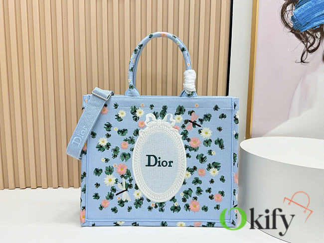 Okify Dior Small Dior Book Tote With Strap Bag Water Lily 26.5x22x14cm - 1