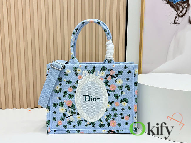 Okify Dior Medium Dior Book Tote With Strap Bag Water Lily 36x27x16cm - 1