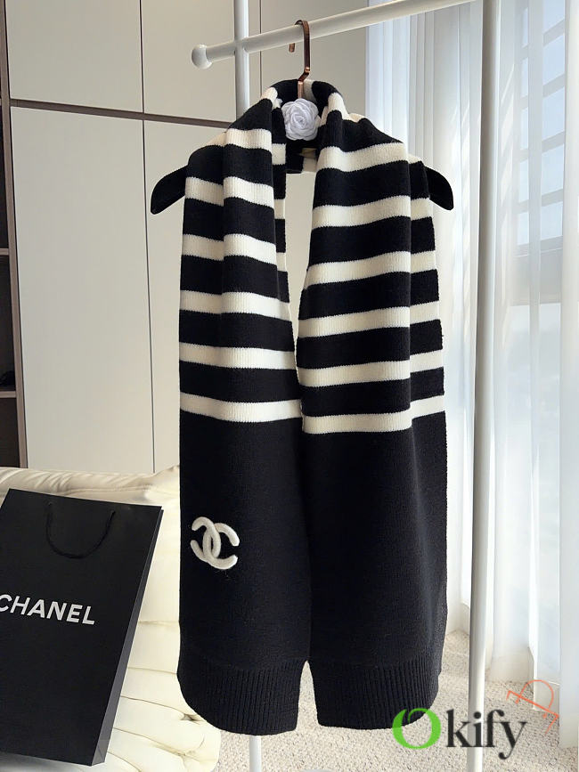 Okify CC Cashmere Scarf Black And White 175x30cm - 1