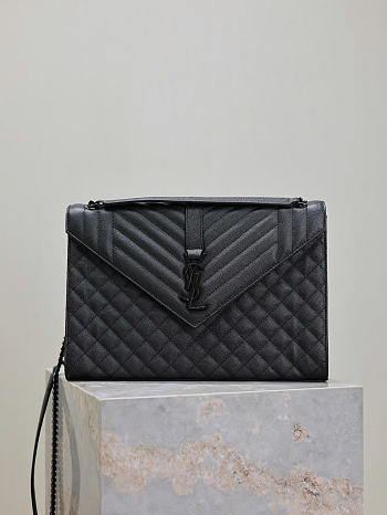 Okify YSL Envelope Large Bag Black Black Hardware 31x22x7.5cm