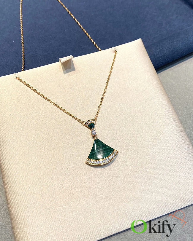 Okify Bvlgari Gold Necklace Dark Green  - 1