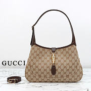Okify Gucci Jackie 1961 Medium Shoulder Bag Sand And Brown GG Canvas 863136 31.5x21.5cm - 1