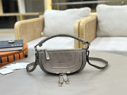 Okify Chloe Mini Marcie Shoulder Bag In Gray Suede 25x15x7cm - 1