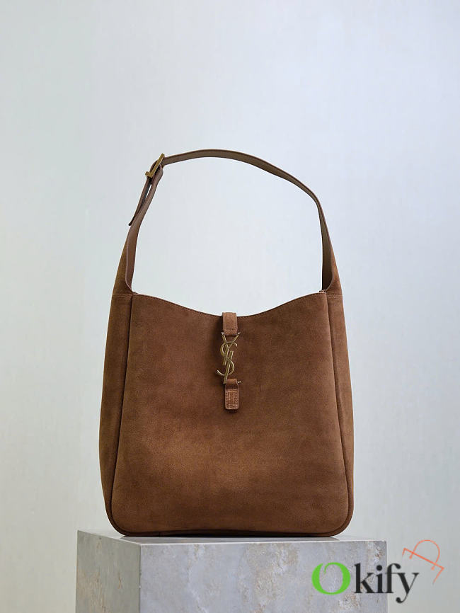 Okify YSL Le 5 A 7 Supple Large Bag In Dark Brown Suede 30x28x11cm - 1