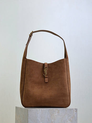 Okify YSL Le 5 A 7 Supple Large Bag In Dark Brown Suede 30x28x11cm