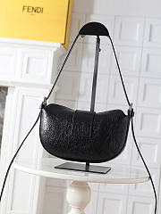 Okify Fendi Croissant Bag Black Crackled Leather 22x14x3cm - 5