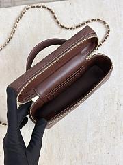 Okify CC Vanity Bag Dark Brown Caviar Light Gold Hardware 19.5x17x5cm  - 2