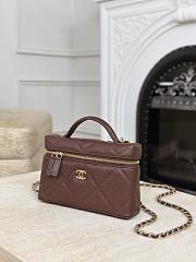 Okify CC Vanity Bag Dark Brown Caviar Light Gold Hardware 19.5x17x5cm  - 6