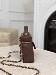 Okify CC Vanity Bag Dark Brown Caviar Light Gold Hardware 19.5x17x5cm  - 5