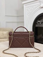 Okify CC Vanity Bag Dark Brown Caviar Light Gold Hardware 19.5x17x5cm  - 4
