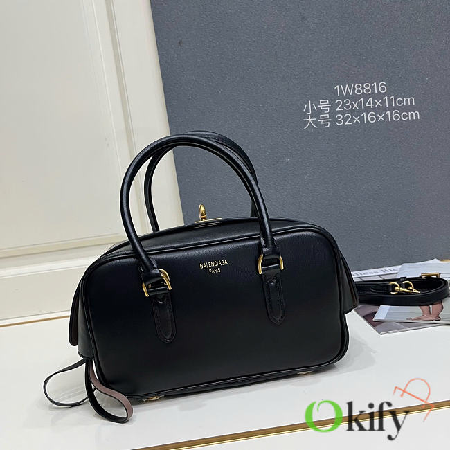 Okify Balenciaga Le 7 Bowling Bag Small Black 23x14x11cm - 1