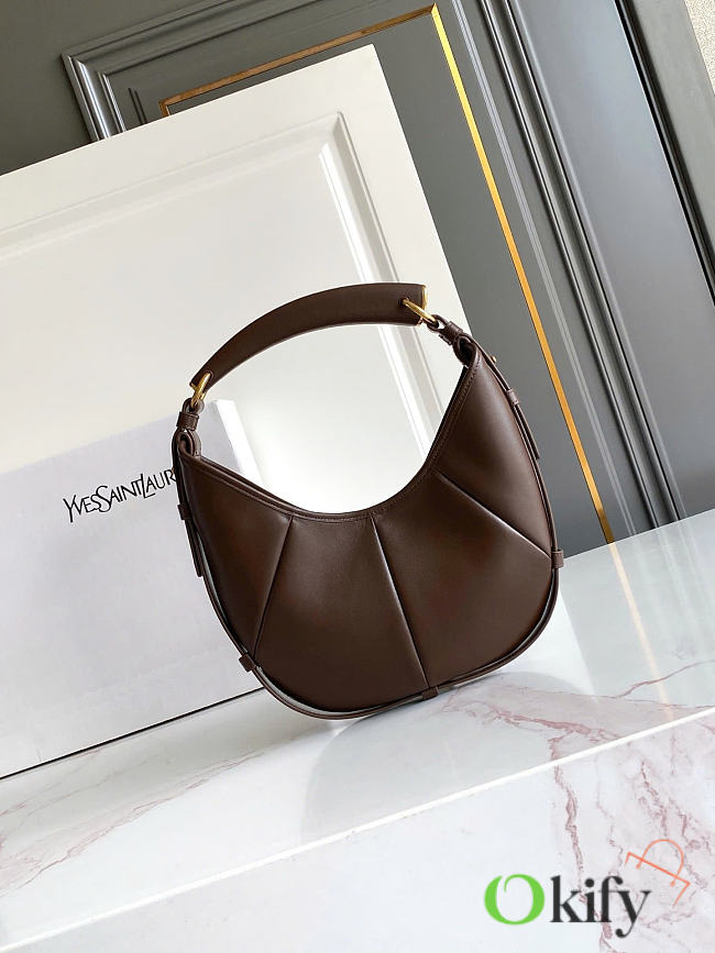 Okify YSL Mombasa Small In Leather Bag Dark Brown 20–27x15.5–22.5x2.5cm  - 1